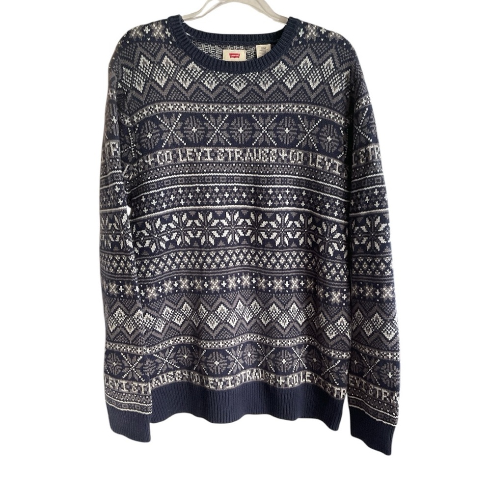 Levi's Blue Crewneck Sweater with Nordic Pattern